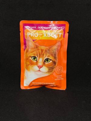 Корм ProХвост для взрослых кошек, (Кусочки мясного ассорти в соусе), 85 гр, шт
