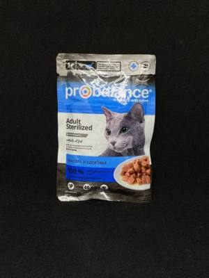 Корм ProBalance влажный для взрослых кошек, стерилиз. и кастрированных, Кусочки в соусе 85 г, шт