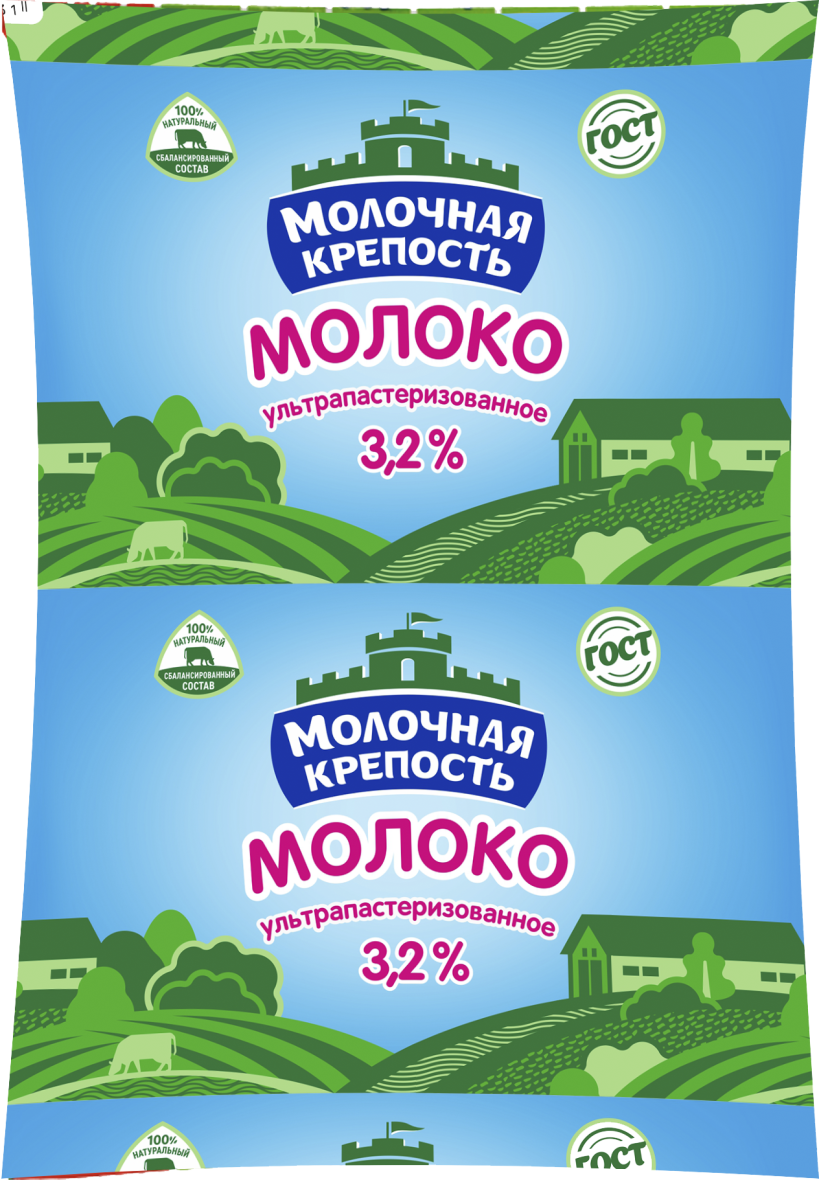 Молоко Молочная Крепость ультрапаст. 3,2% ТФА 900 гр, шт. (М)